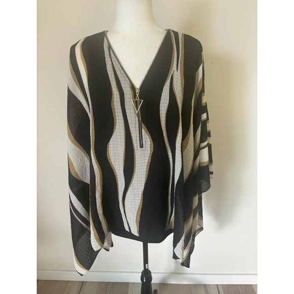 JOSEPH RIBKOFF Top Size 14 Black/Beige/Cream Attached Tank Style 203651 - Picture 2 of 10